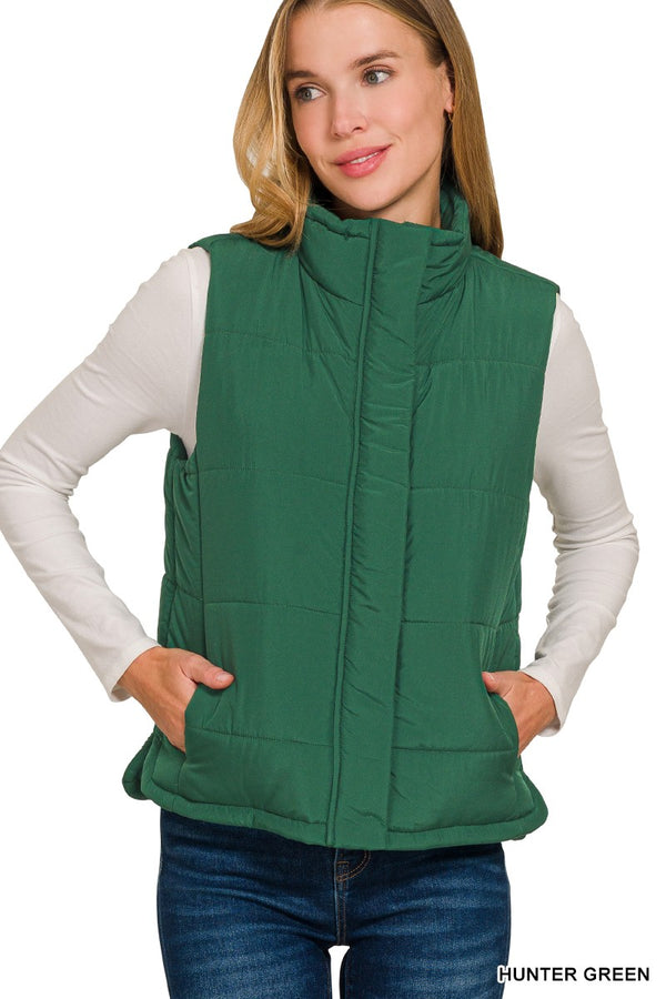 Quilted Vest - Hunter Green