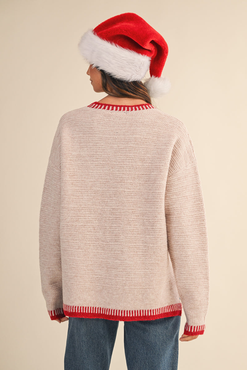 'Merry' Embroidered Sweater