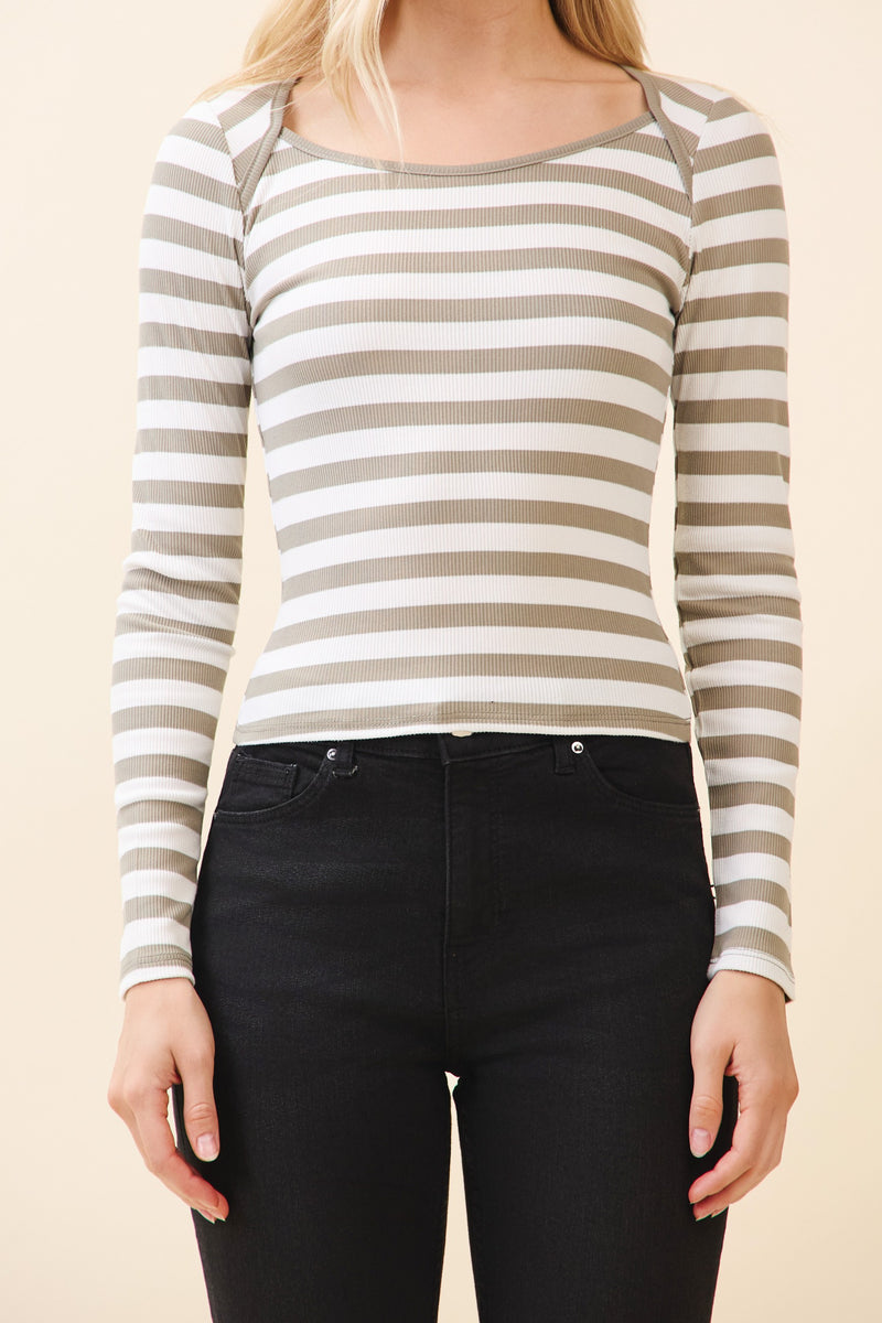 Striped Long Sleeve - Olive