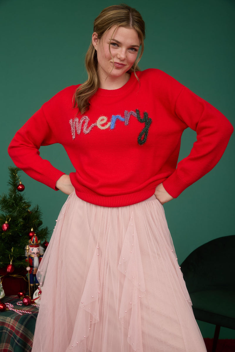 'Merry' Tinsel Sweater