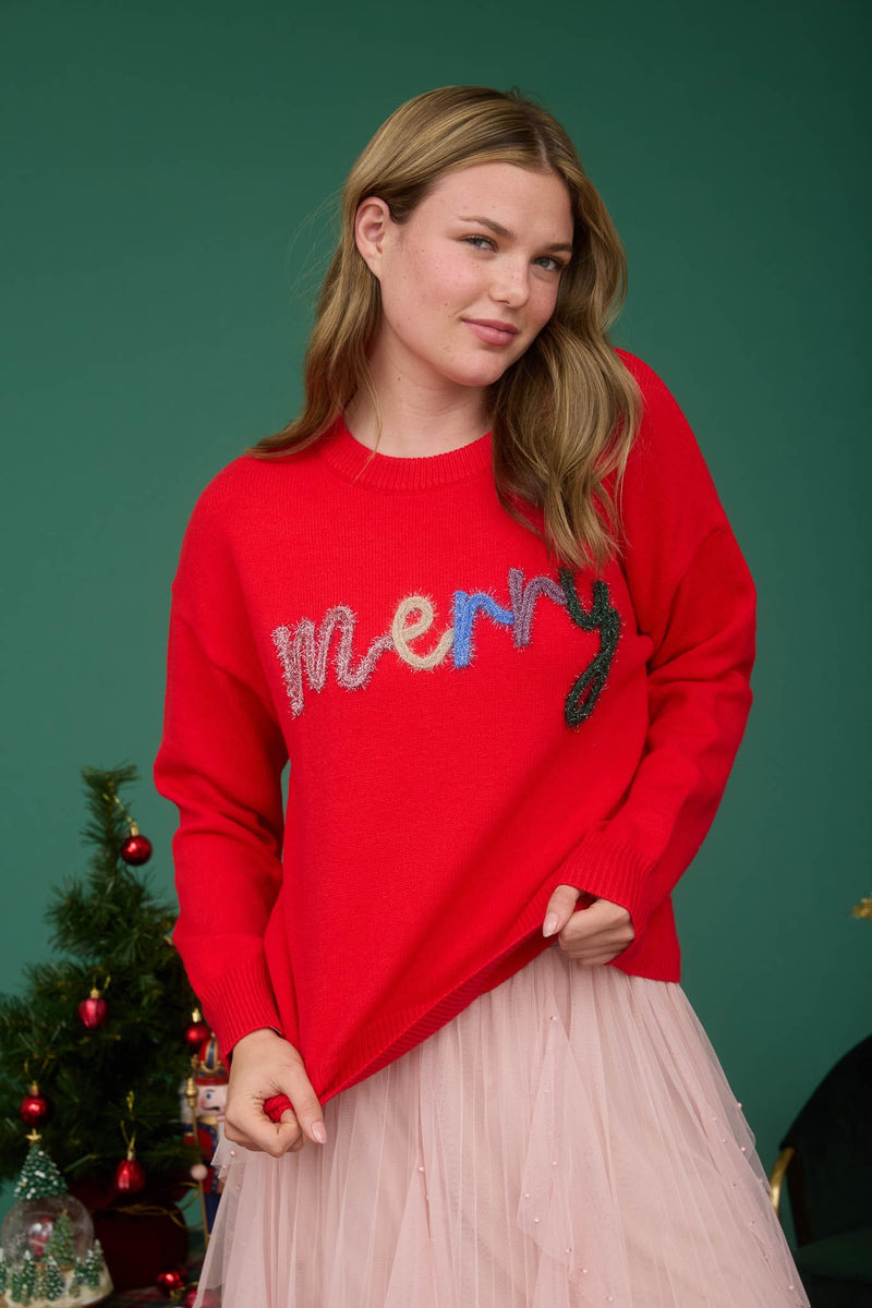 'Merry' Tinsel Sweater