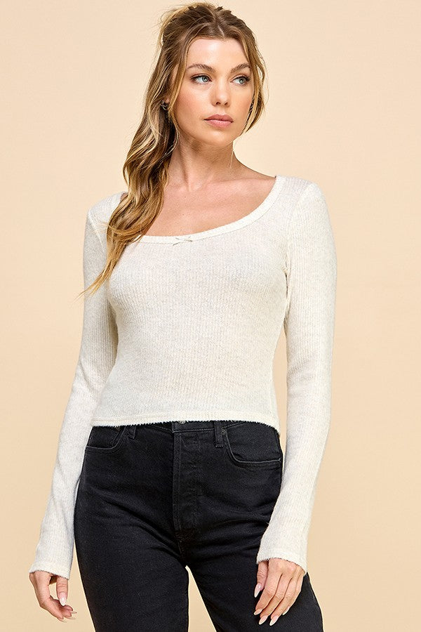 Bow Long Sleeve - Heather Oatmeal