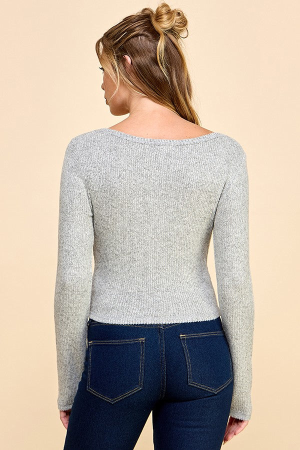 Bow Long Sleeve - Heather Gray
