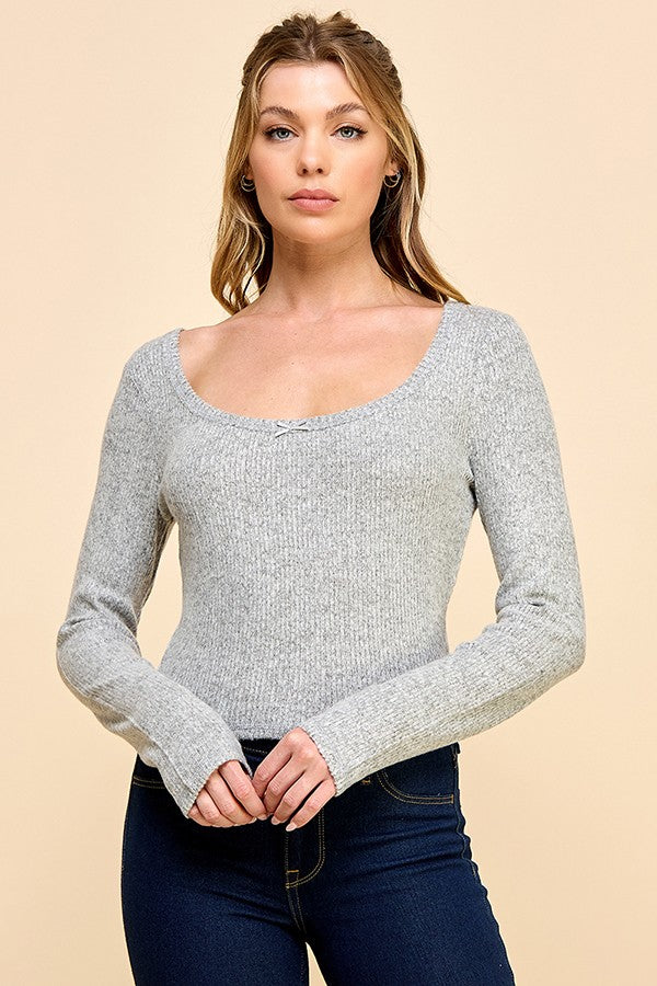 Bow Long Sleeve - Heather Gray