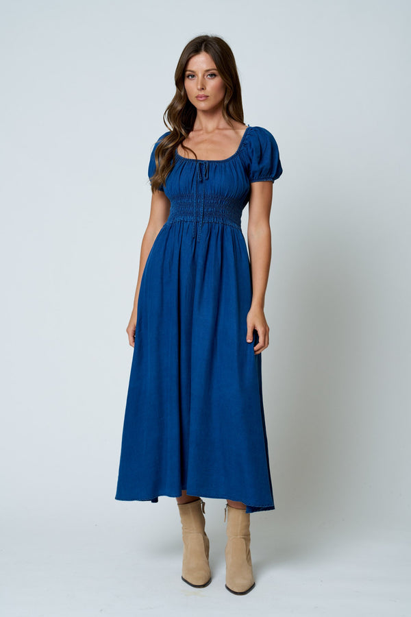 Smocked Waist Denim Dress – Back Alley Boutique