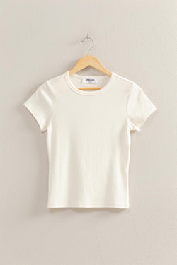 Ribbed Crew Neck Tee - Off White