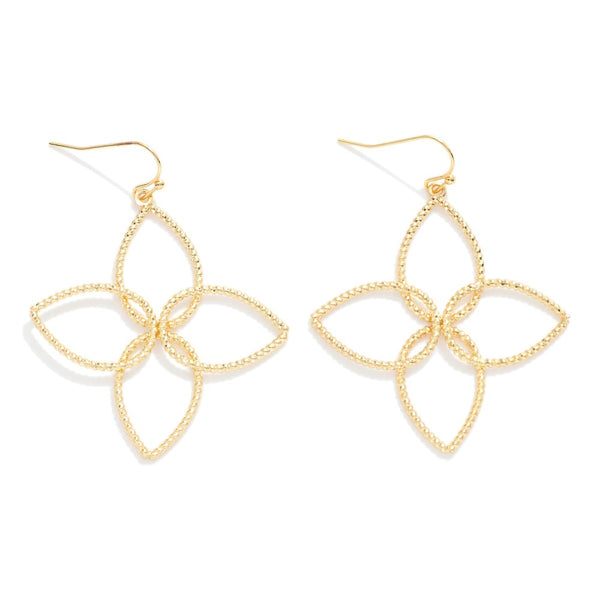 Textured Clover Earrings - Gold