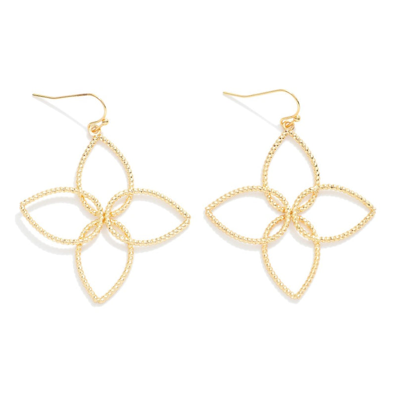 Textured Clover Earrings - Gold