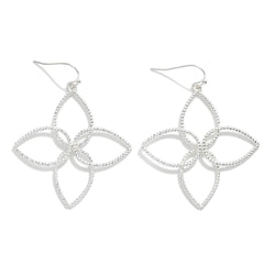 Textured Clover Earrings - Silver