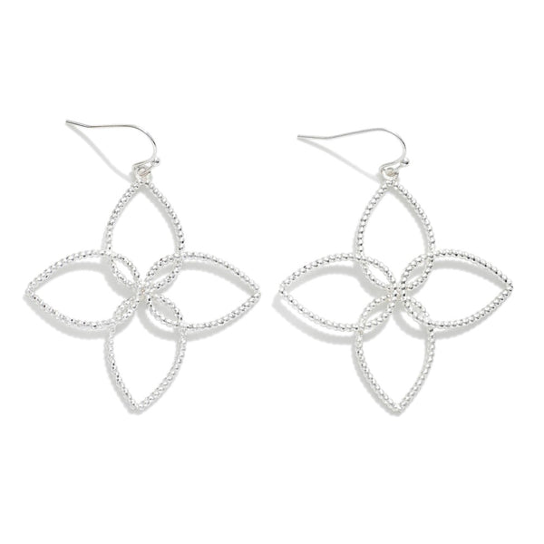 Textured Clover Earrings - Silver