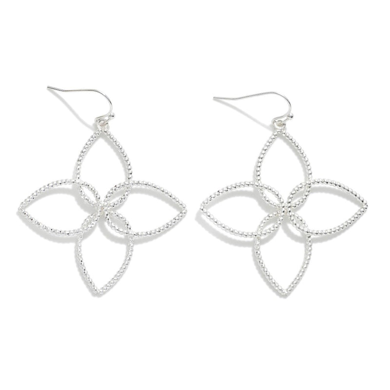 Textured Clover Earrings - Silver