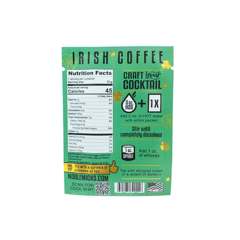 Irish Coffee Single Serve Craft Cocktail Mix
