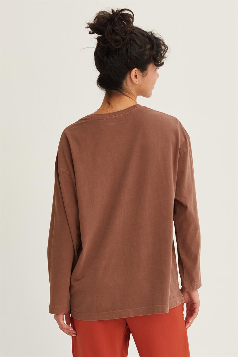 Oversized Long Sleeve Tee - Chestnut