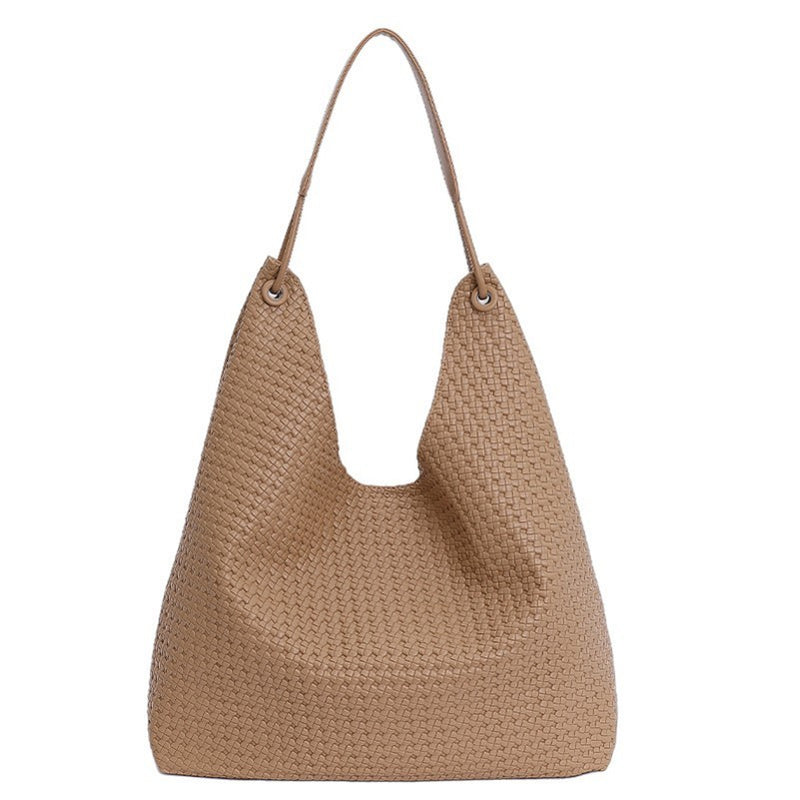 Vegan Faux Leather Woven Tote Bag