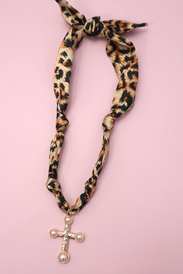 Scarf Charm Necklace - Leopard