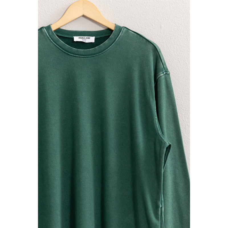 Oversized Mini Sweatshirt Dress - Green