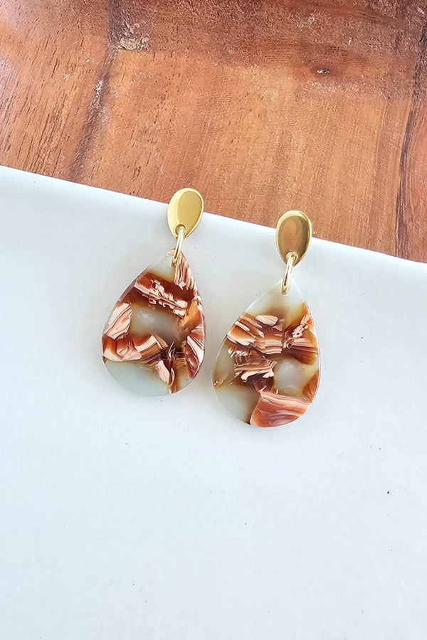 Leah Earrings - Seafoam & Rust