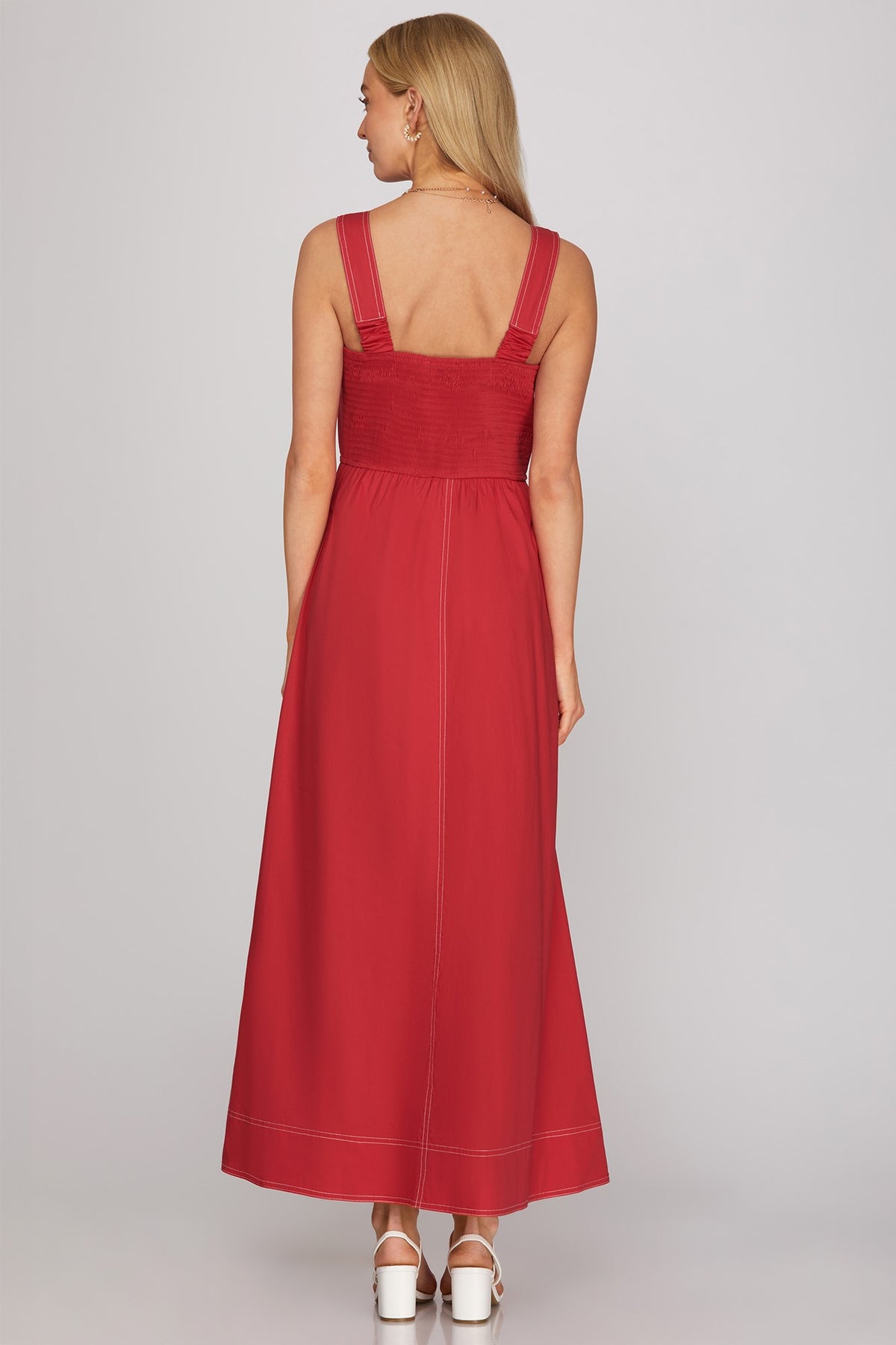 maxi dress stitching Contrast Stitching Maxi Dress – Back Alley Boutique