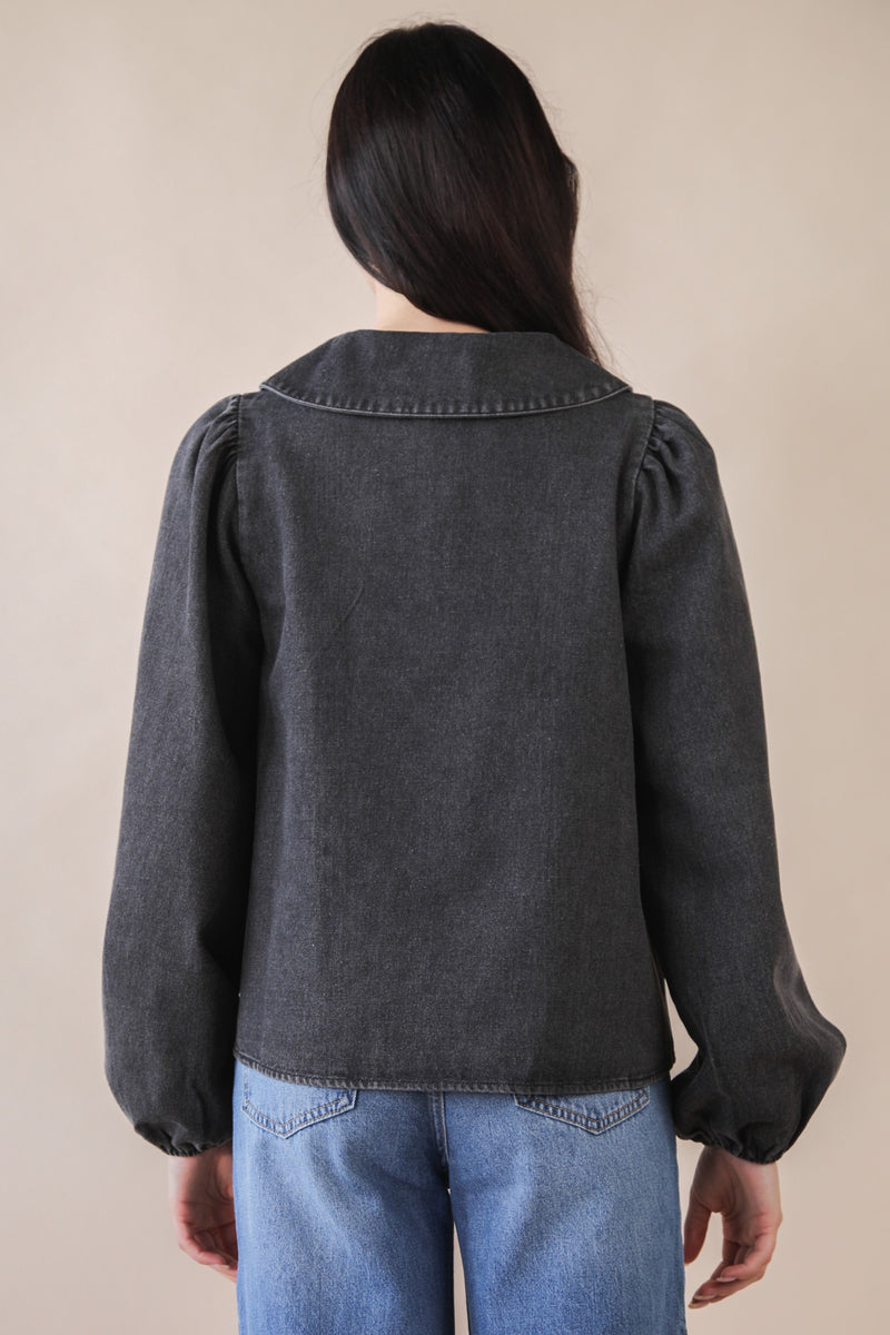 'Let's Get Going' Chambray Top