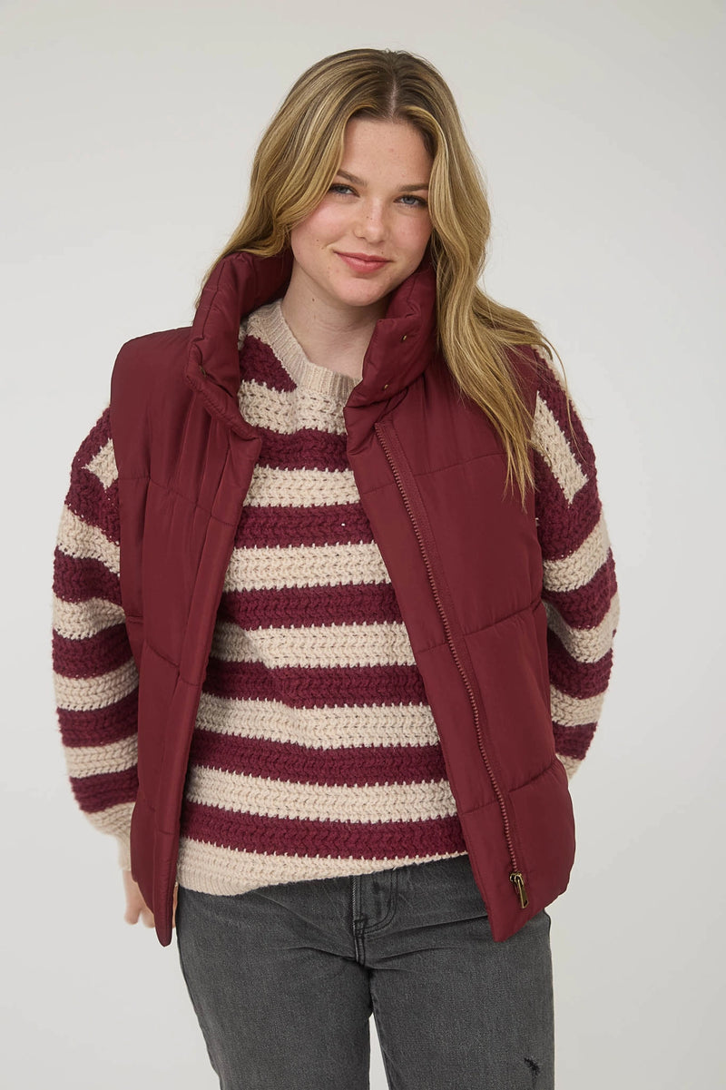 Puffer Vest - Burgundy