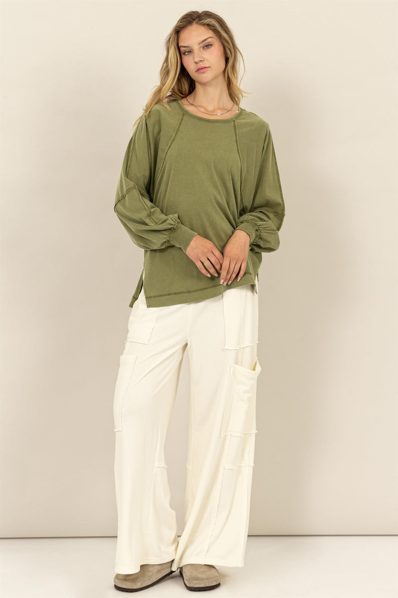 Side Slit Tee - Moss