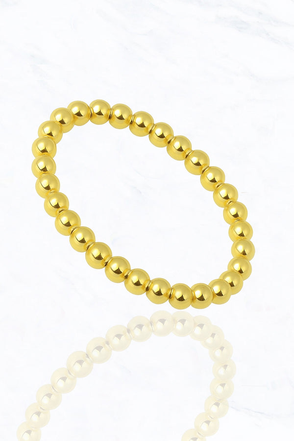 Polished Gold Beaded Bracelet 4mm