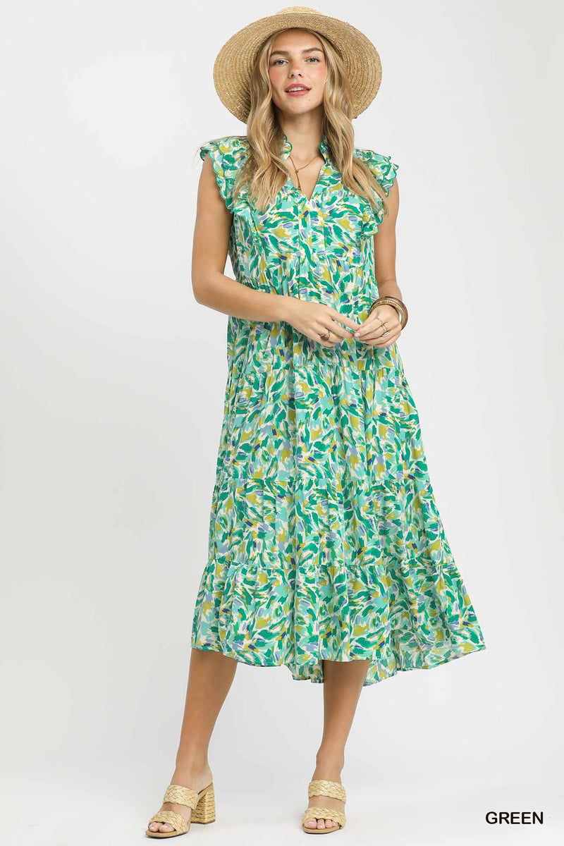 Leaf Print Midi Dress – Back Alley Boutique