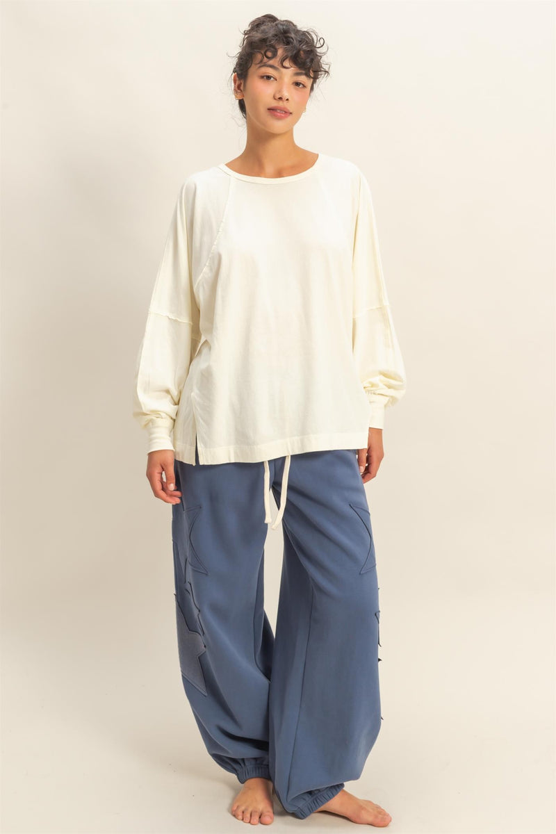 Side Slit Tee - Cream