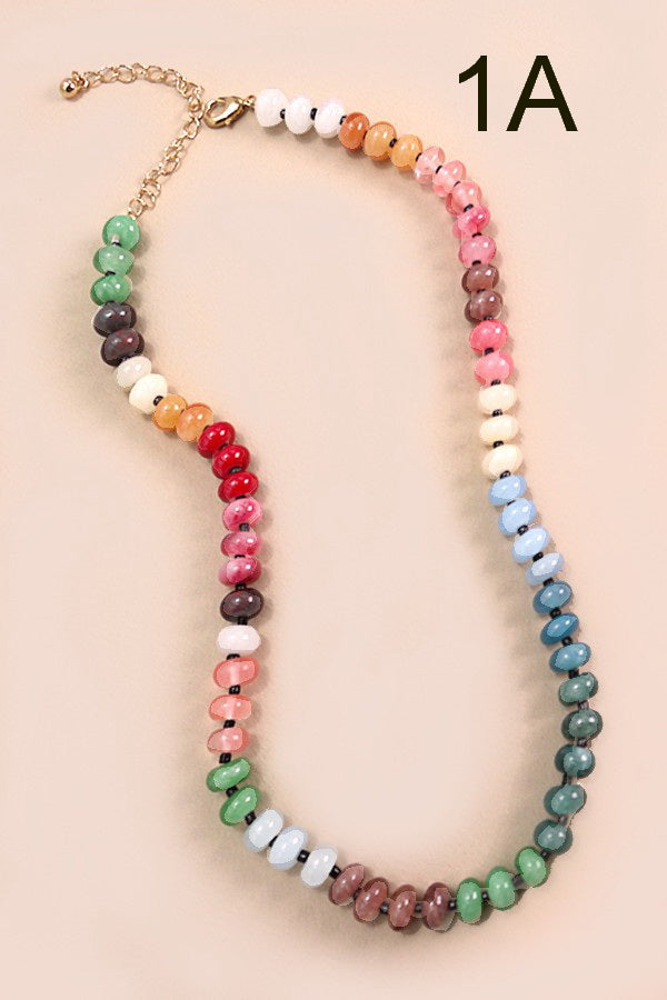 Natural Glass Beaded Necklace