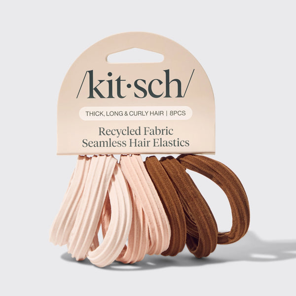 Recycled Seamless Hair Elastics 8pc Set - Rosewood