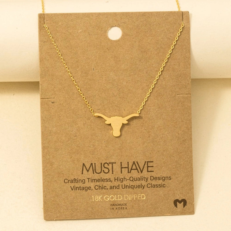 Steer Pendant Necklace - Gold