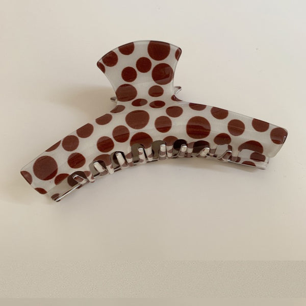 Jumbo Claw Clip - Brown Polka Dot