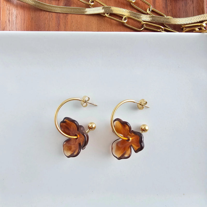 Magnolia Hoops - Amber