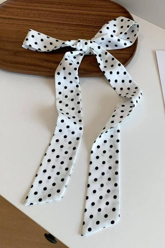 Twilly Scarf - White Polka Dot