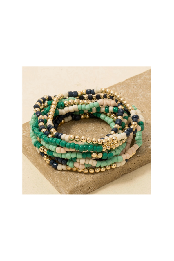 Mixed Tones Seed Beaded Bracelet Set