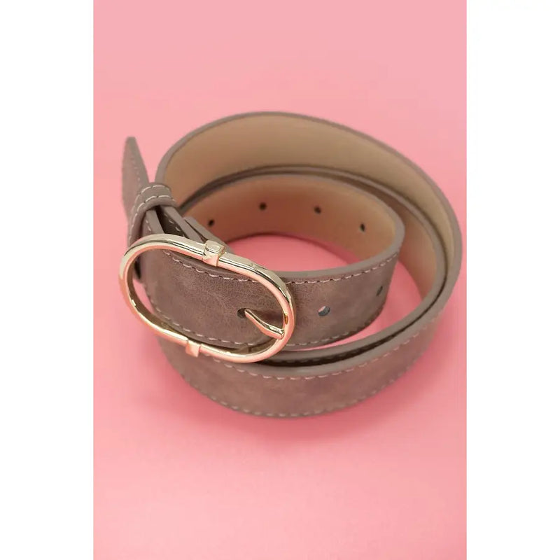 Classic Oval Buckle Suede Belt