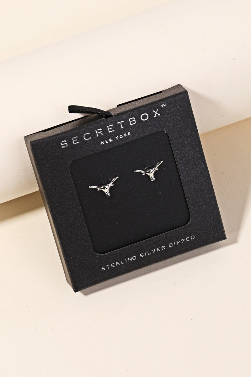 Steer Stud Earrings - Silver