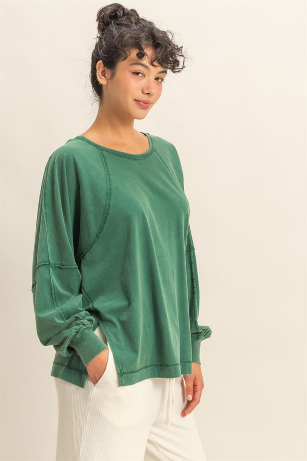 Side Slit Tee - Dark Green