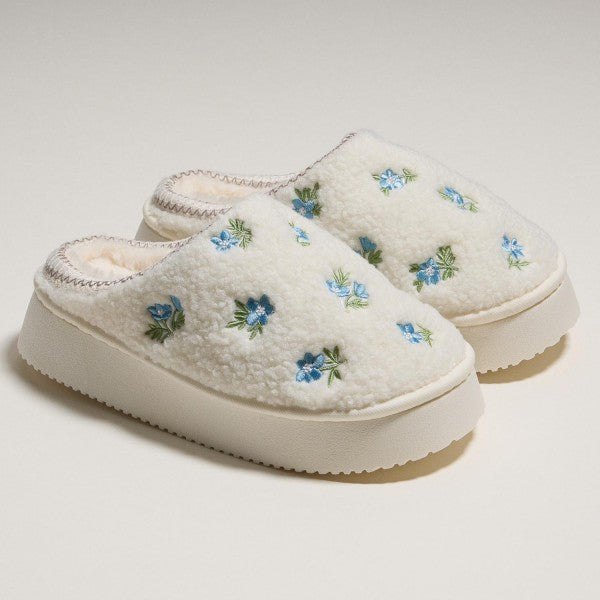 Floral Embroidered Slippers