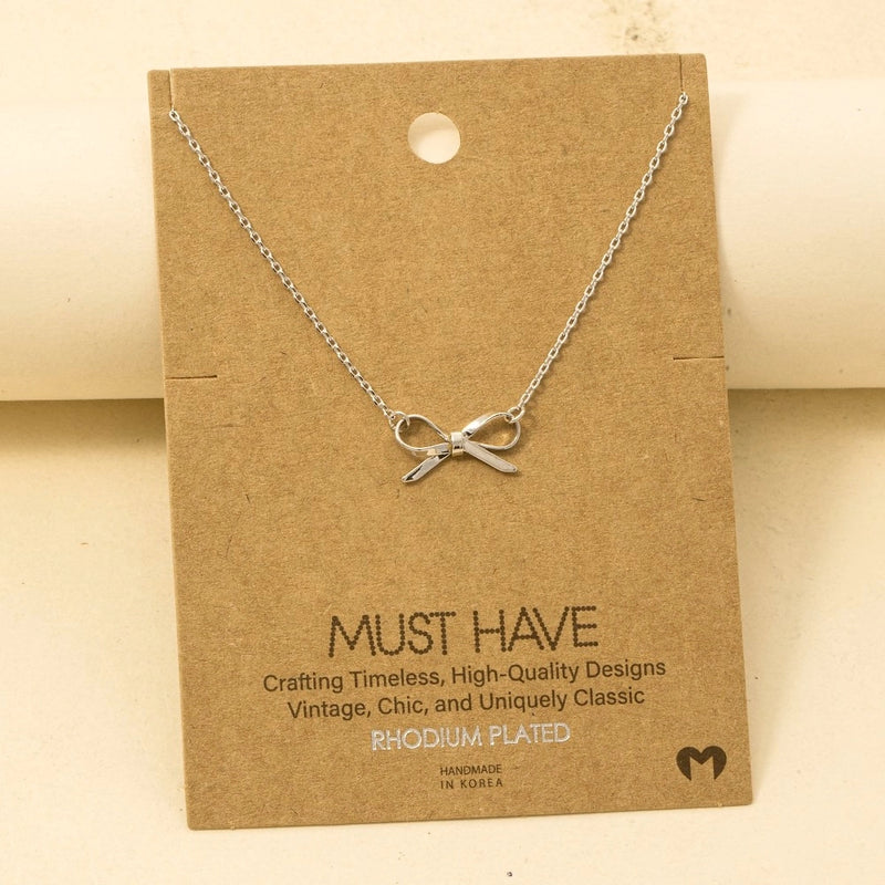 Bow Pendant Necklace - Silver