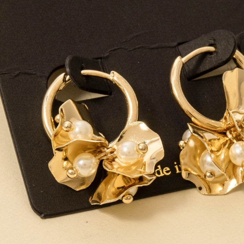 Pearls & Petals Hoop Earrings