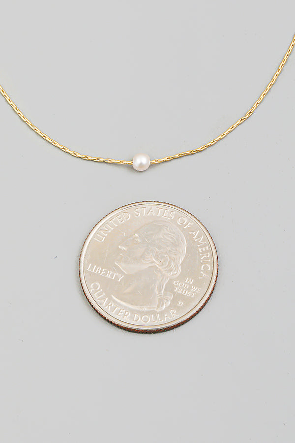 Dainty Chain Pearl Charm Necklace