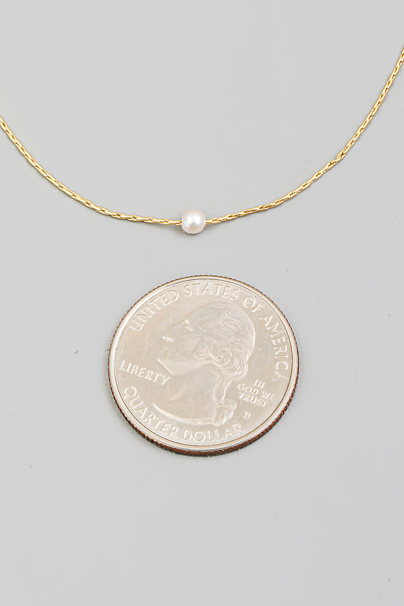 Dainty Chain Pearl Charm Necklace