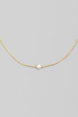 Dainty Chain Pearl Charm Necklace