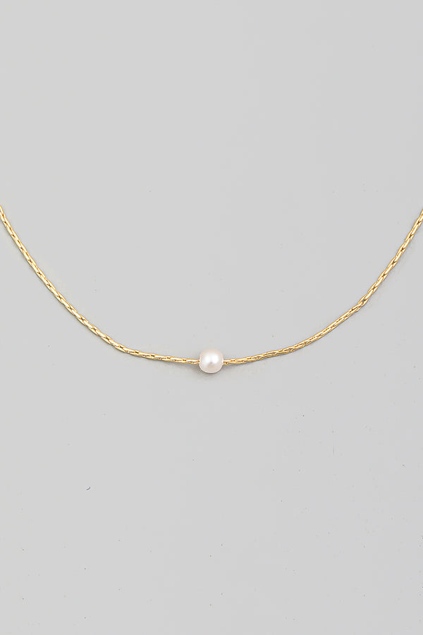 Dainty Chain Pearl Charm Necklace