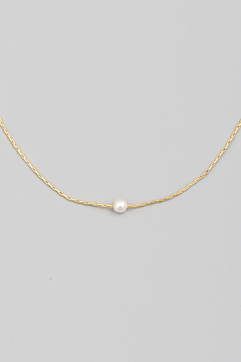 Dainty Chain Pearl Charm Necklace