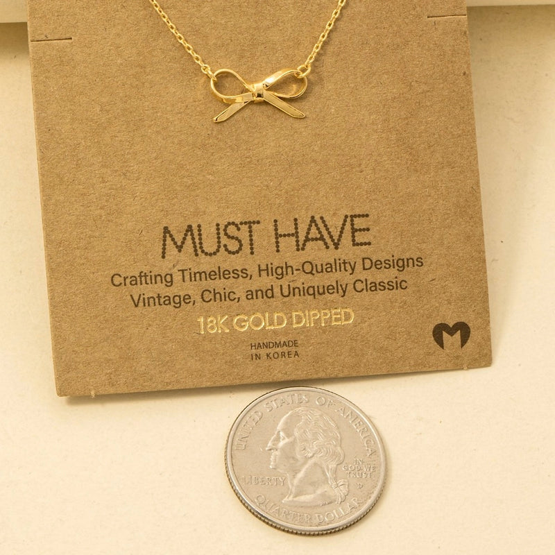 Bow Pendant Necklace - Gold