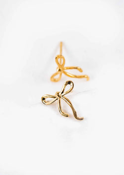 Curled Bow Charm Earrings | Gold