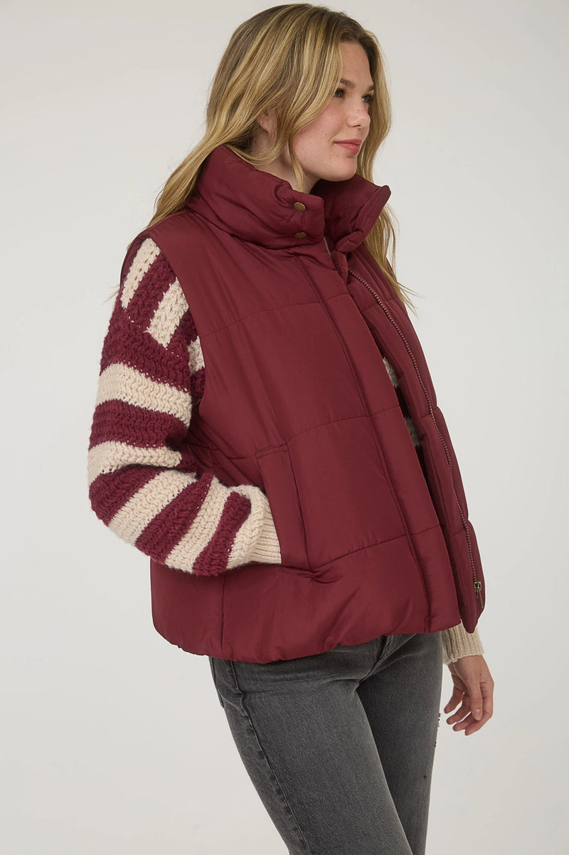 Puffer Vest - Burgundy