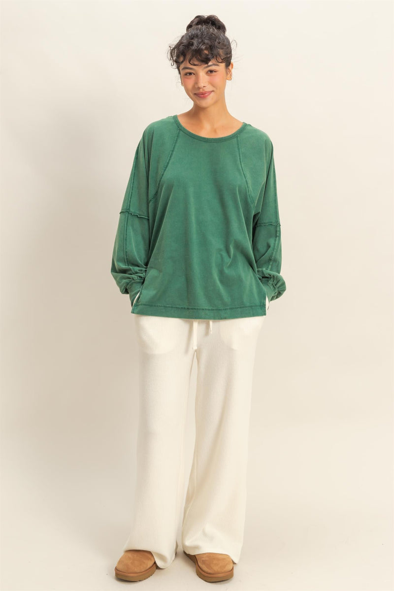 Side Slit Tee - Dark Green